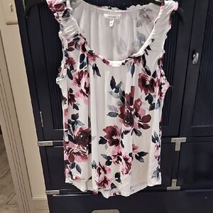 Maurices Pink and Black Floral Tank Top